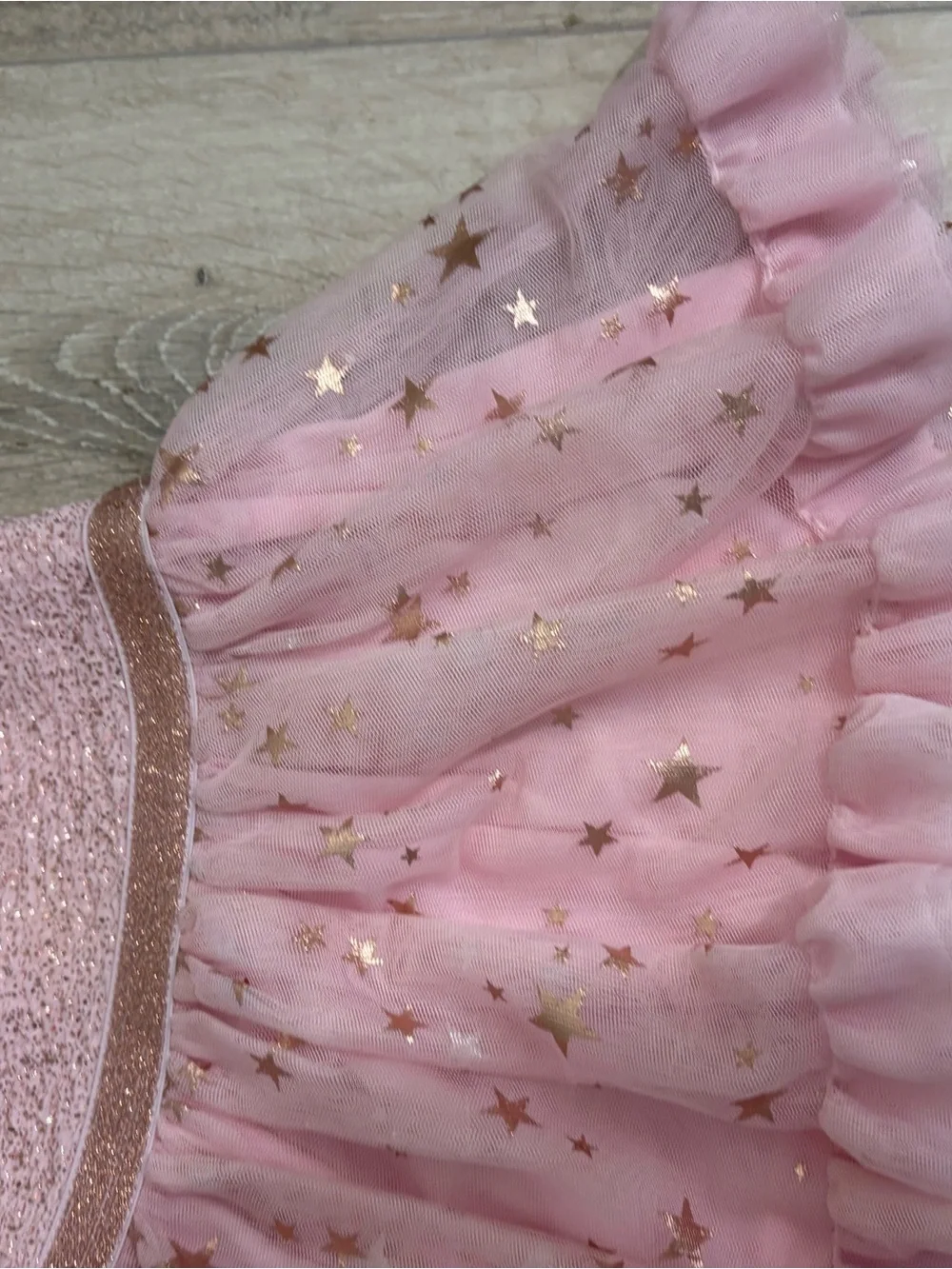 The Children's Place Pink & Gold Star Tulle Party Dress